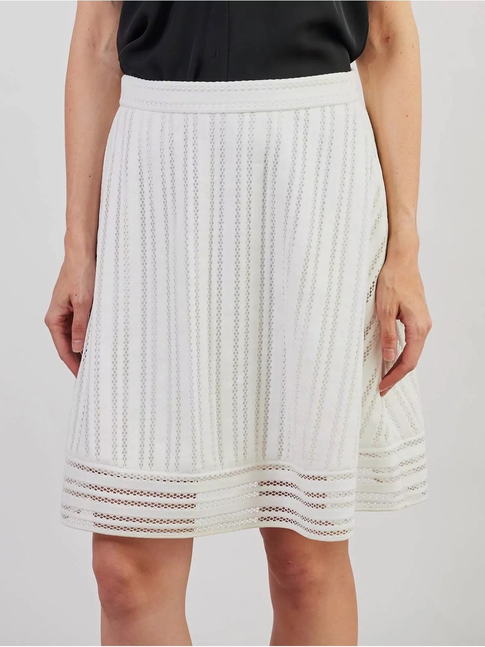⁠J.Crew Blue White Striped Eyelet A-Line Skirt Women’s Size 4